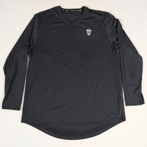 Gymreapers Performance Long Sleeve Shirt‎ Mens XXL Gray Skull Graphic Curved Hem